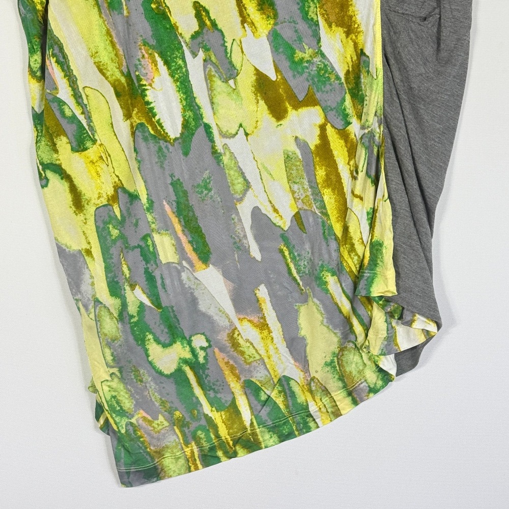 NEW BCBG Maxazria Runway Womens Medium Dress Grey Lime Abstract Asymmetrical - Picture 5 of 12
